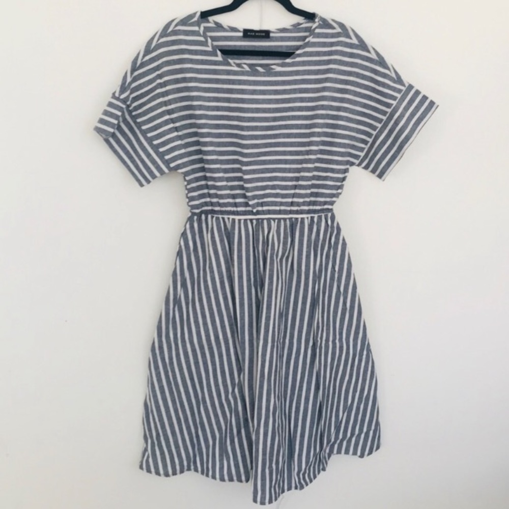 Striped cotton linen dress
